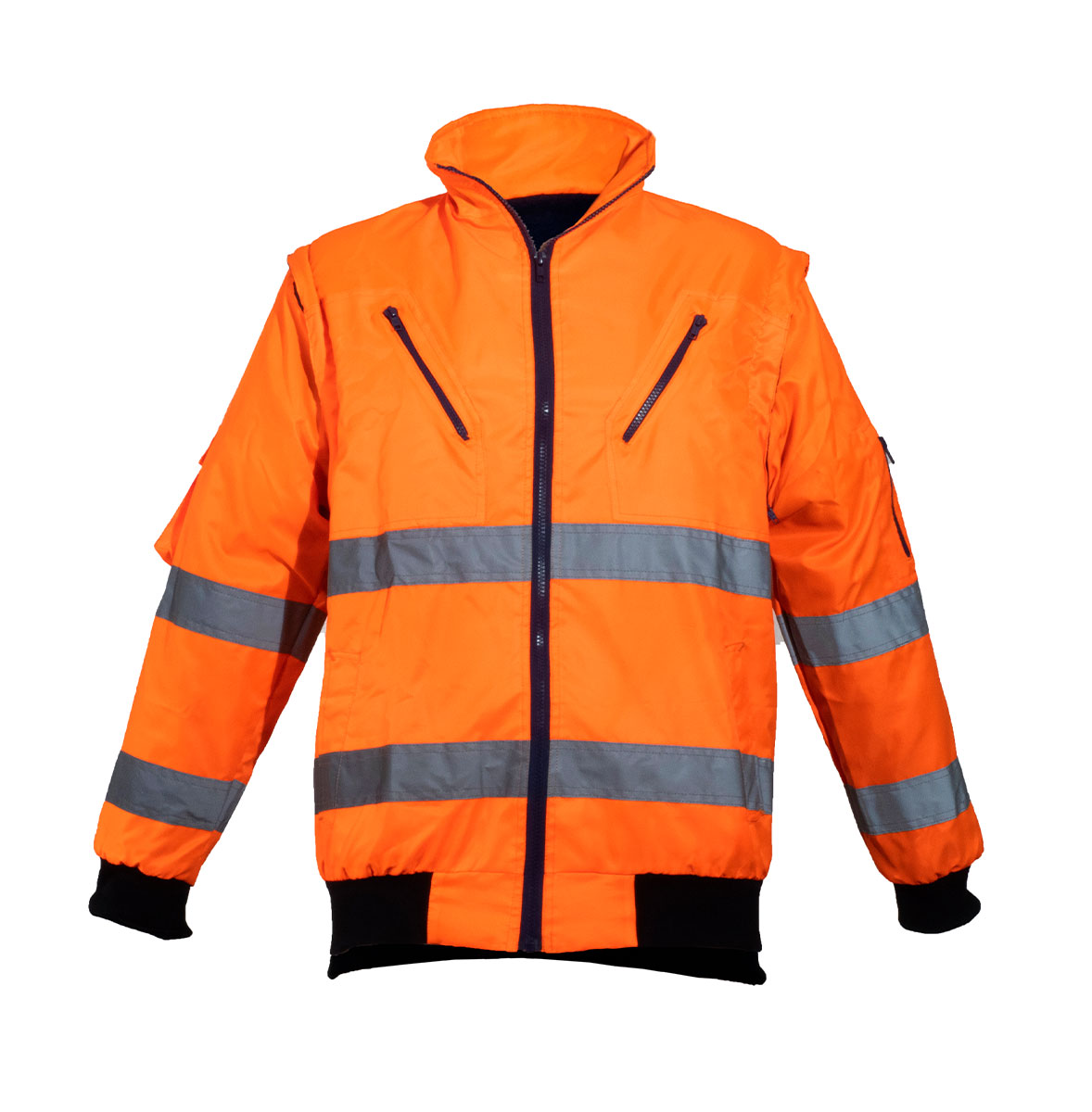 Hi-Viz Reflective Bunny/Bomber Jacket c/w Zip-Off Sleeves