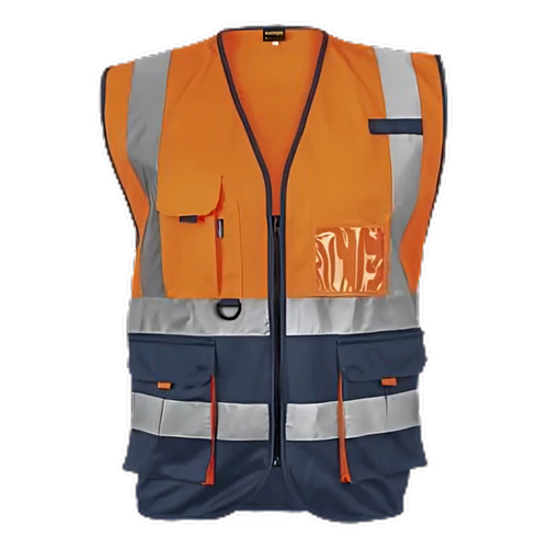 Hi-Viz Reflective Two-Tone Signaling Vest c/w Zip & ID Pouch - Orange ...