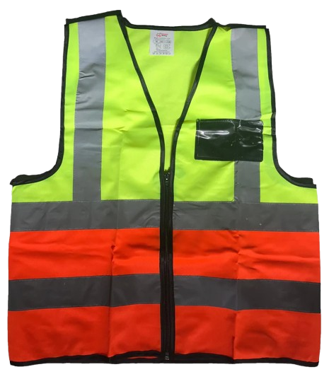 Hi-Viz Two-Tone Reflective Safety Vest c/w Zip & ID Pouch - Orange/Lime