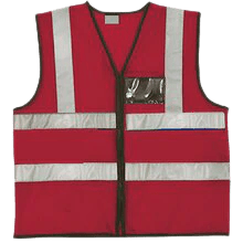 Hi-Viz Reflective Safety Vest c/w Zip & ID Pouch - Red