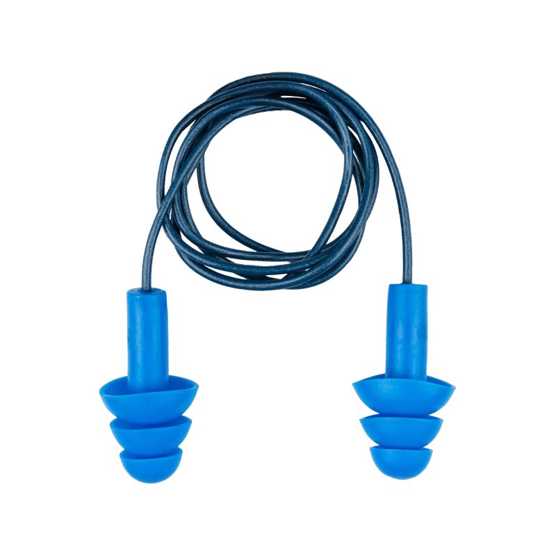 REBEL Ear Gear Reusable Metal Detectable Corded Earplugs - Box of 100